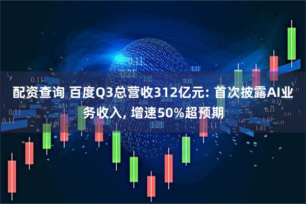 配资查询 百度Q3总营收312亿元: 首次披露AI业务收入, 增速50%超预期